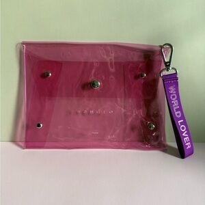 Sandro Paris Pink Clear PVC Clutch with Wrist Strap